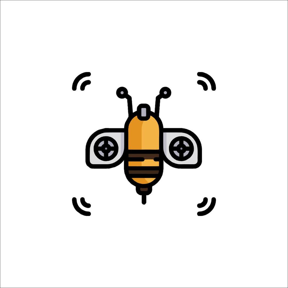 A bee flying with a drone on top of it vector