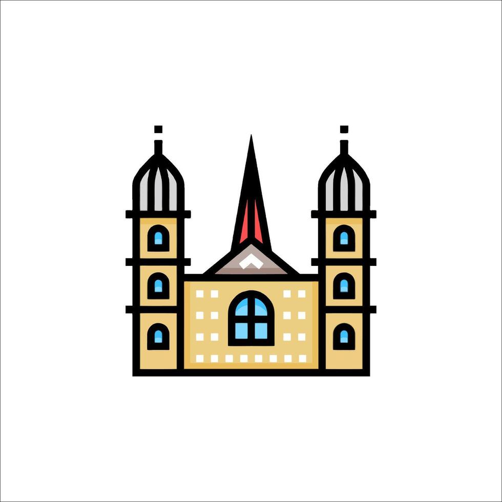 A church icon with a steeple on top vector