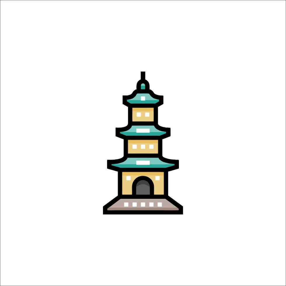 A chinese pagoda icon in a flat style vector