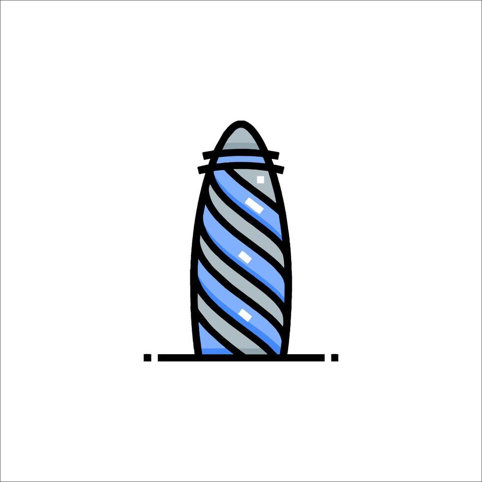 A blue and white striped building icon vector