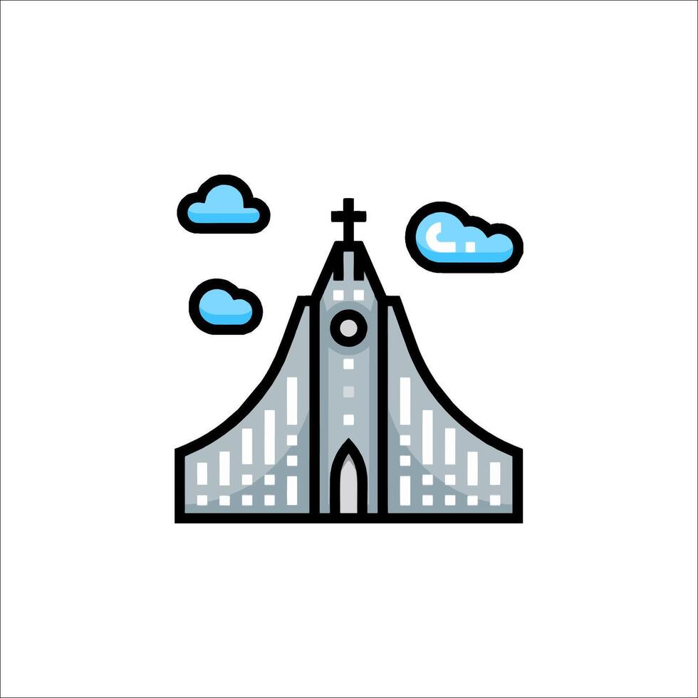 Church icon with clouds and sky vector
