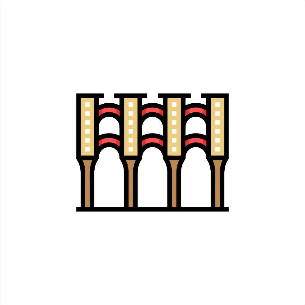 A line drawing of a bridge with two towers vector