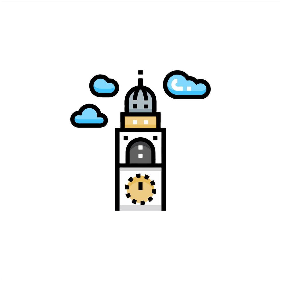 A clock tower with clouds and clouds in the background vector