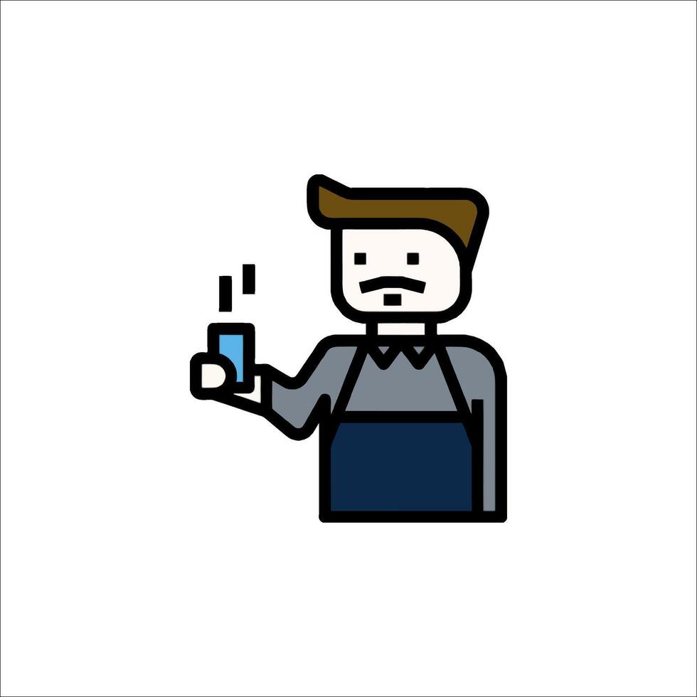 A man with a mustache holding a glass of water vector