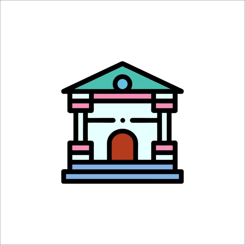 A building icon with a door and stairs vector