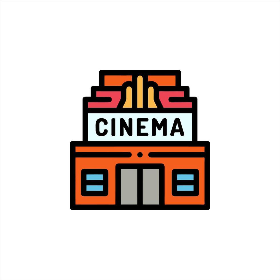 Cinema building icon vector