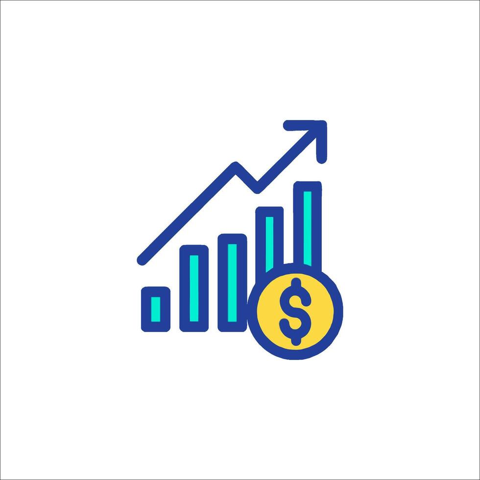 A dollar sign and an upward graph icon vector