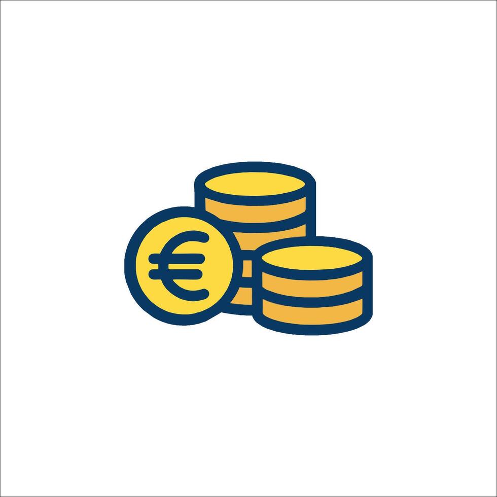 A stack of coins and a euro coin icon vector