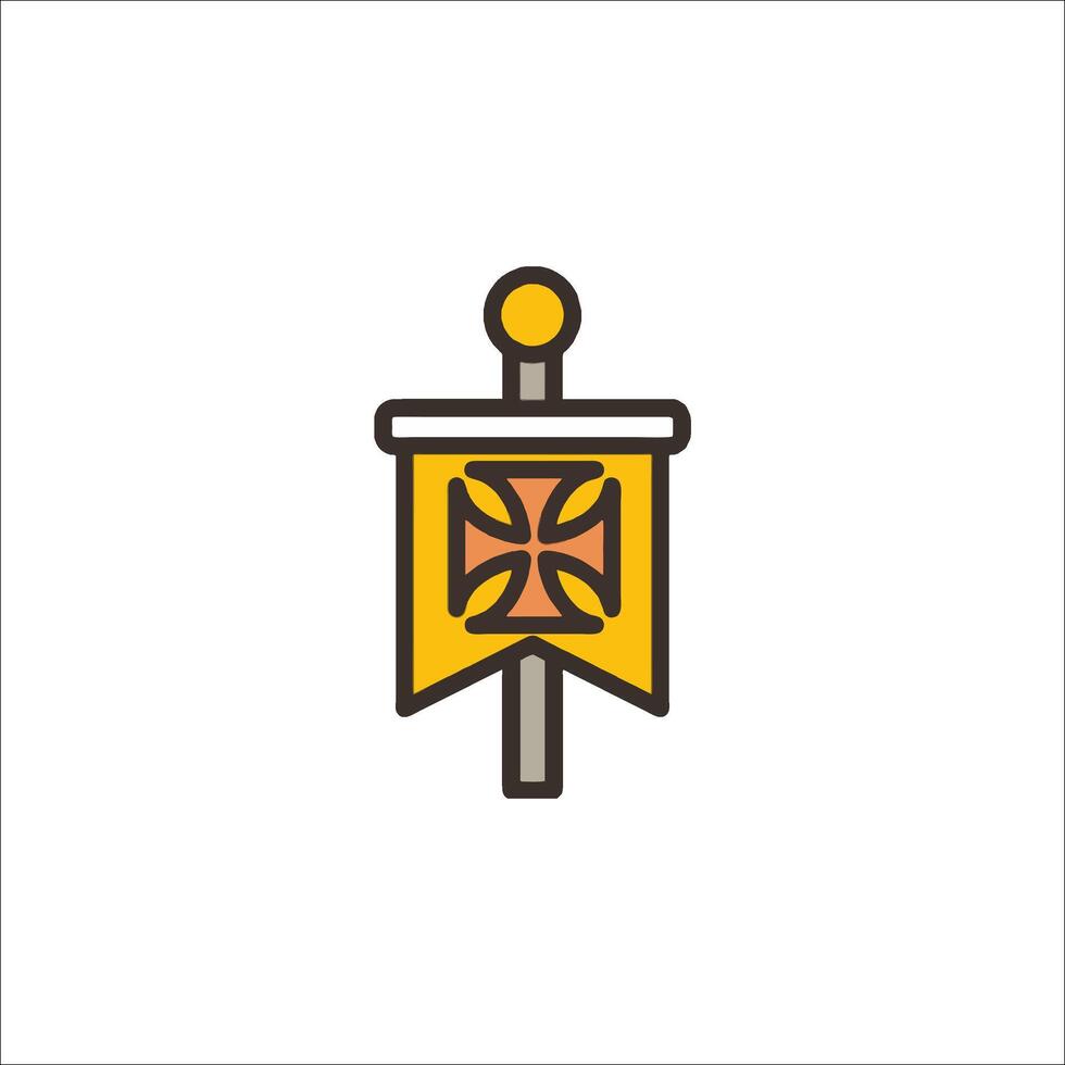 A yellow and orange flag with a cross on it vector