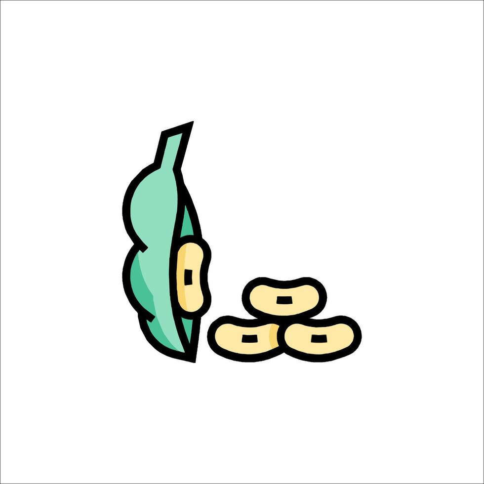 A green pea pod with a yellow stem vector