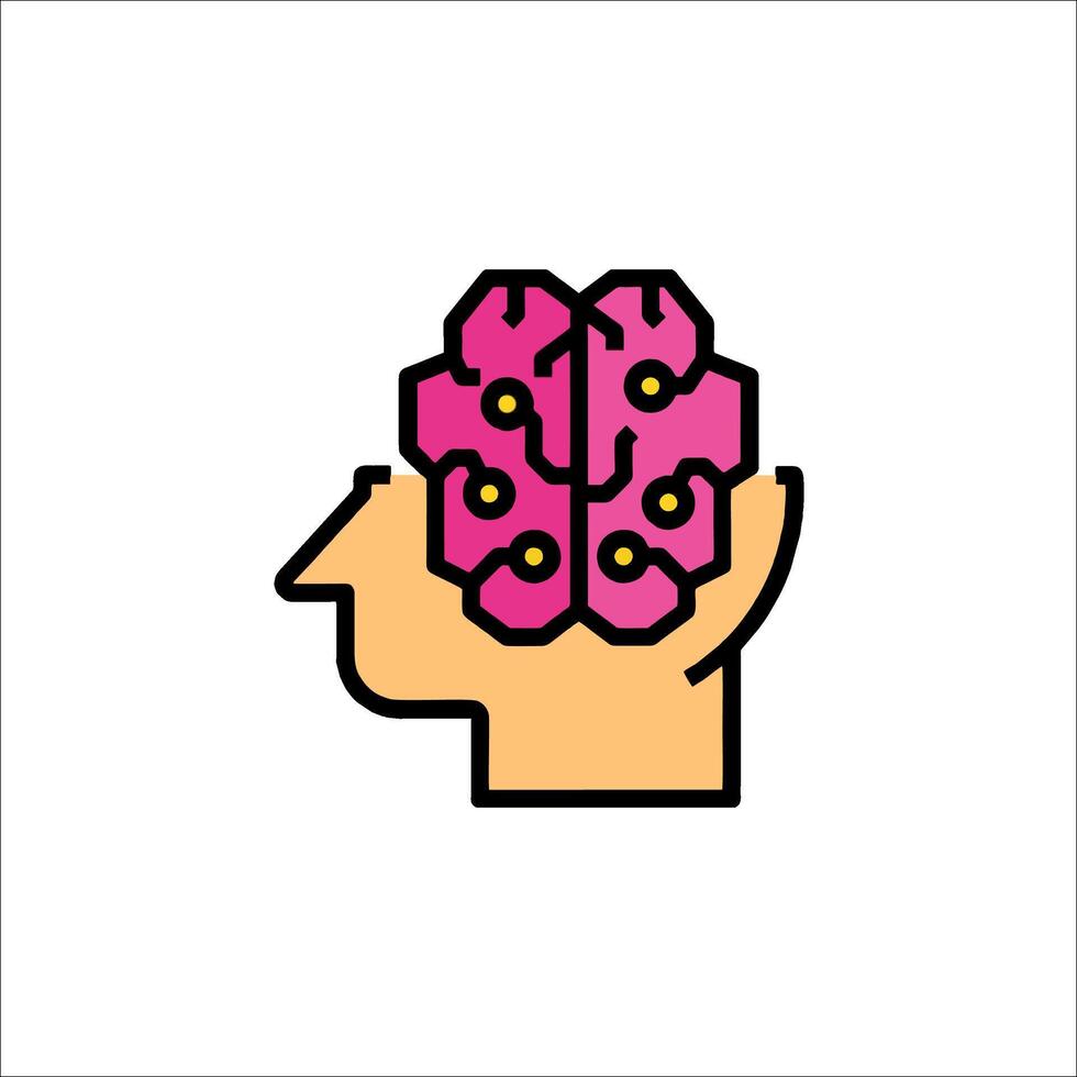 A brain icon with pink flowers in it vector
