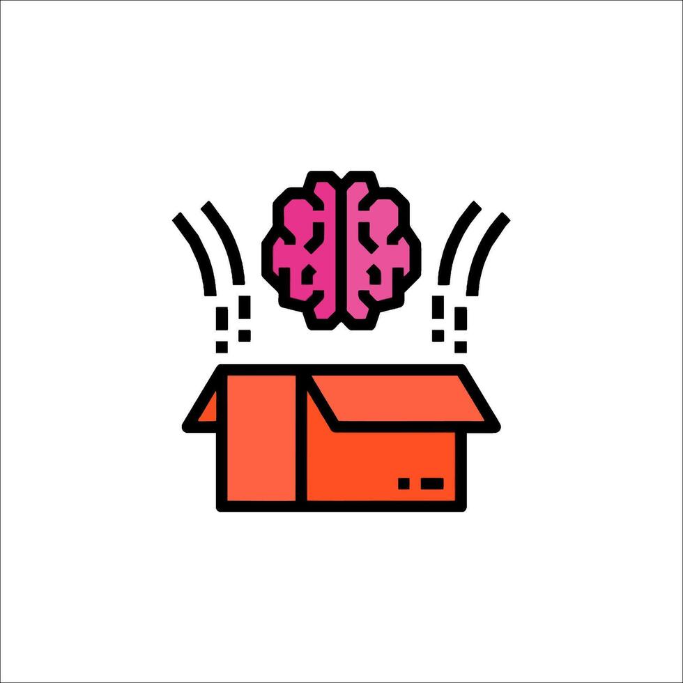 Brain in box icon vector