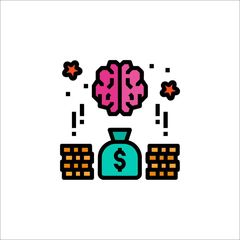Money brain icon vector