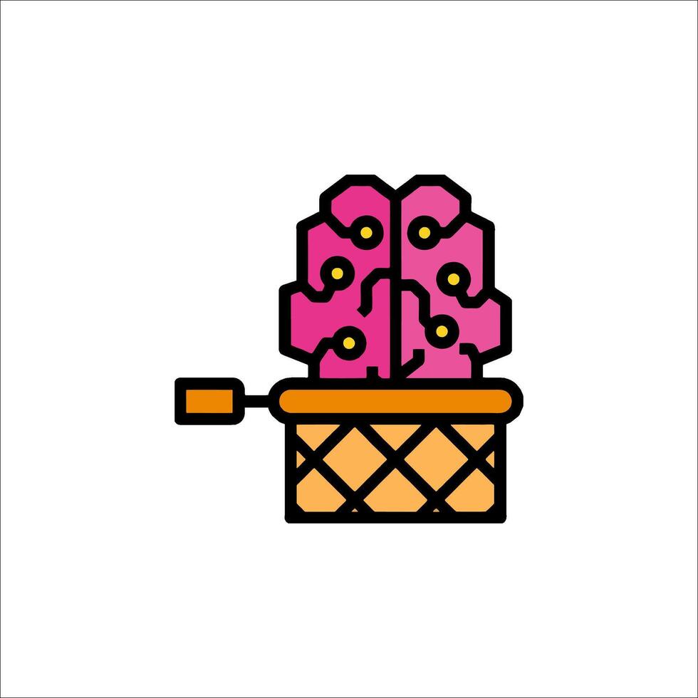 A pink brain in a bucket icon vector