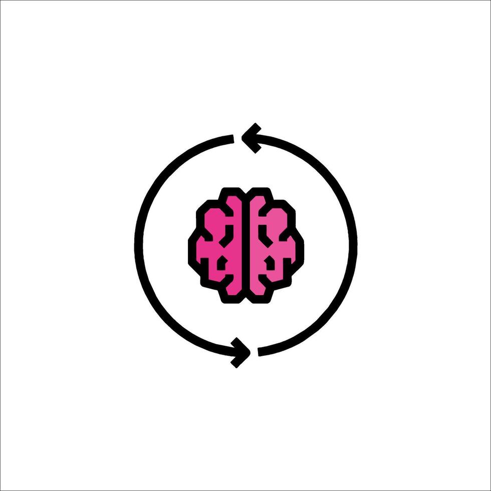 Brain icon with arrows pointing to the left and right vector