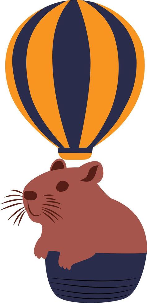 A rat is flying in a hot air balloon vector