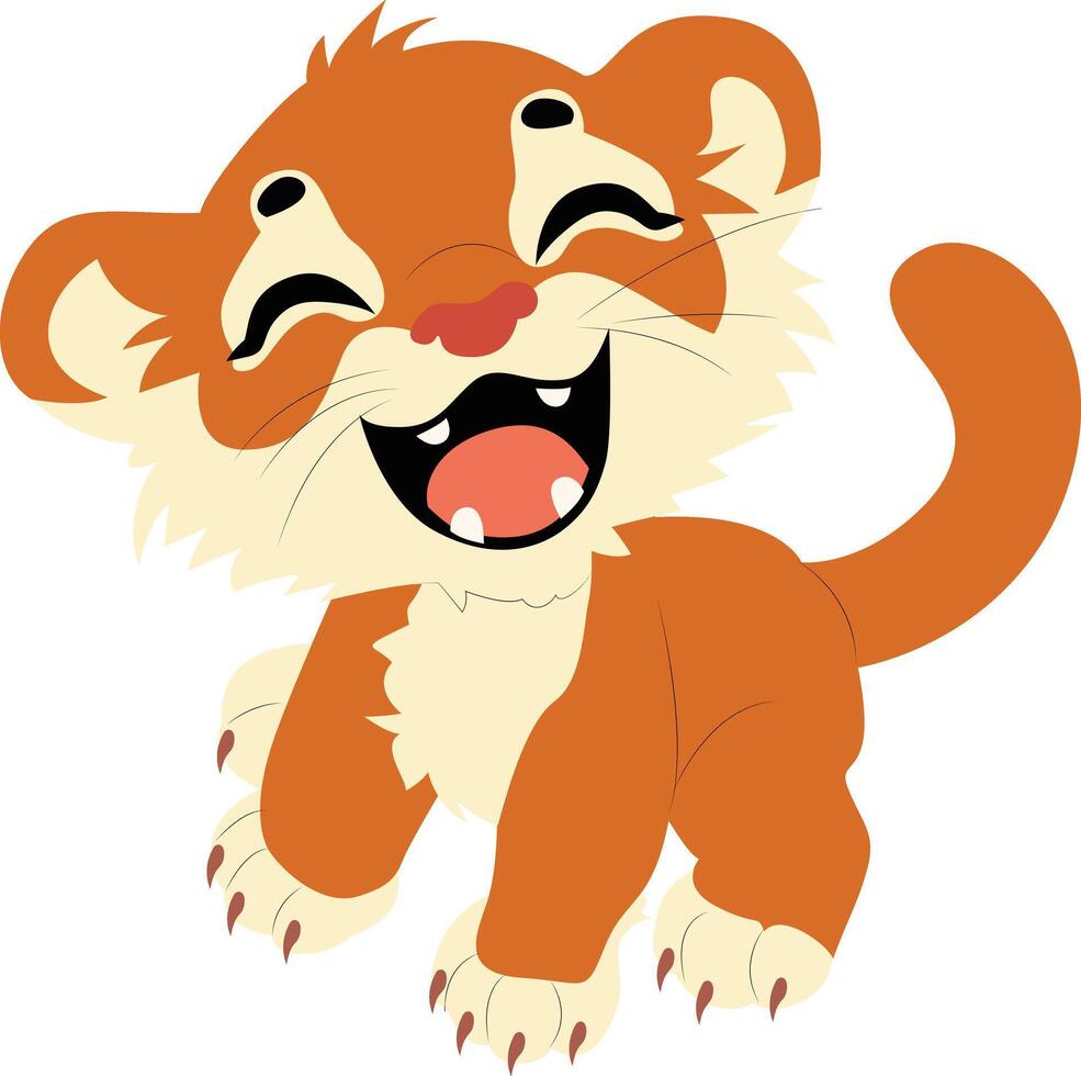 Happy Orange Tiger Cub Cartoon vector