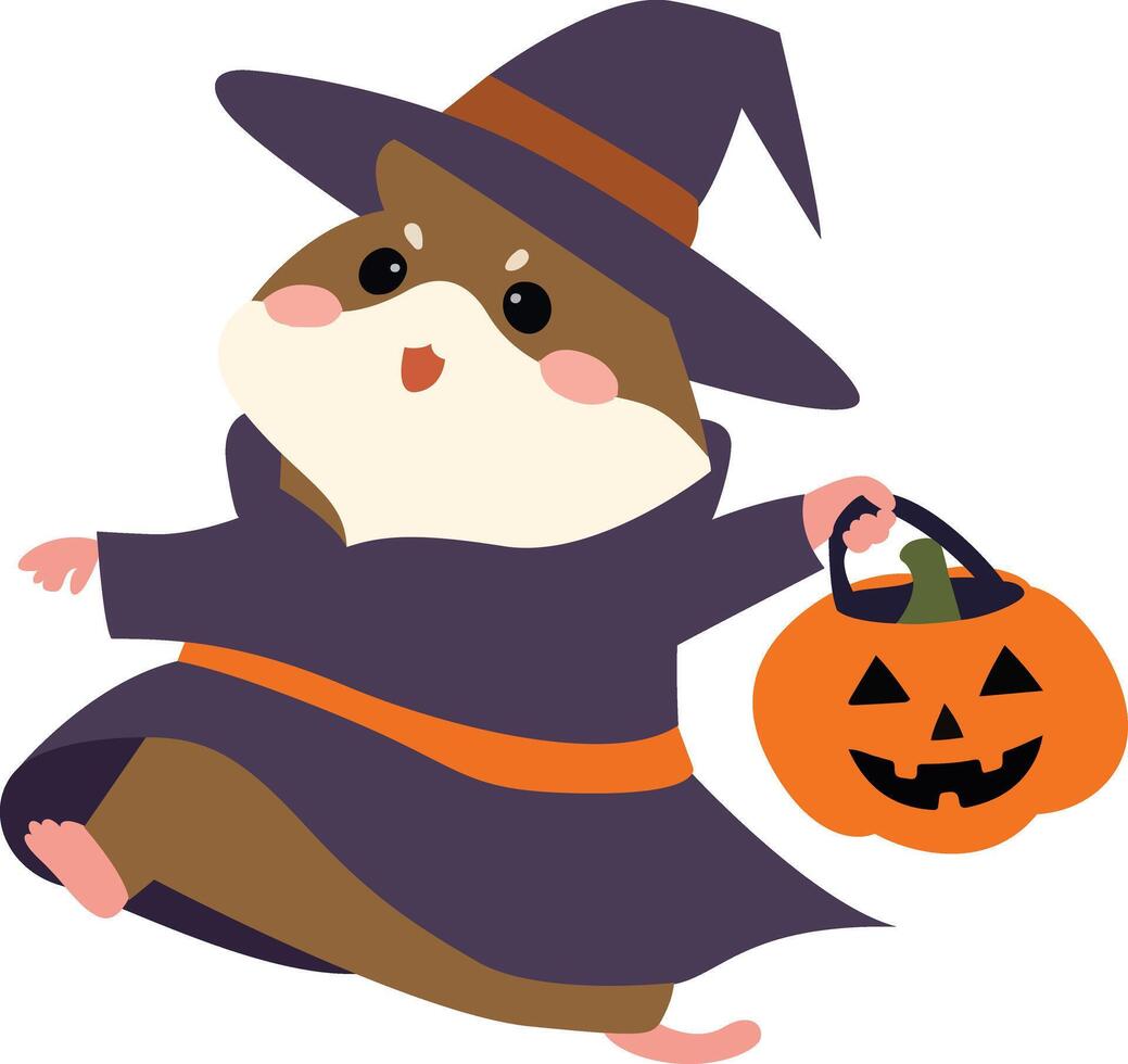 Cute Hamster Halloween Witch vector