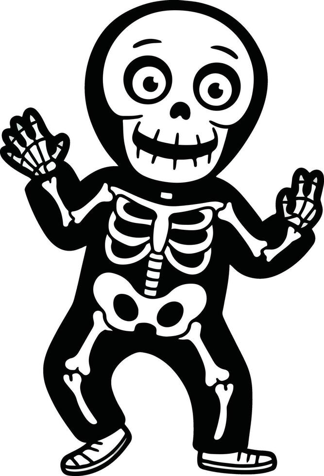Halloween, Cartoon Skeleton Dancing Happy Shoes vector