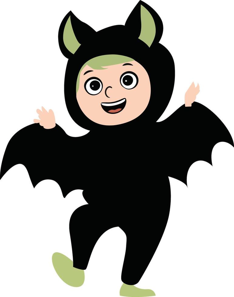 Halloween, Happy Child Bat Costume vector