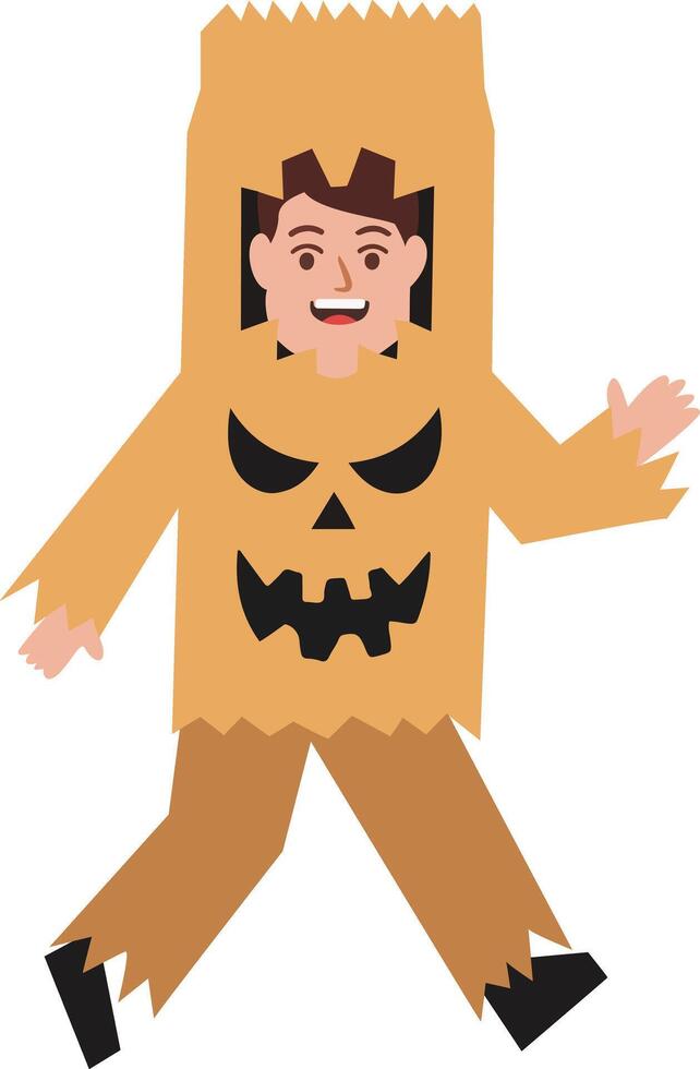 Halloween, Boy Halloween Cardboard Pumpkin Costume vector