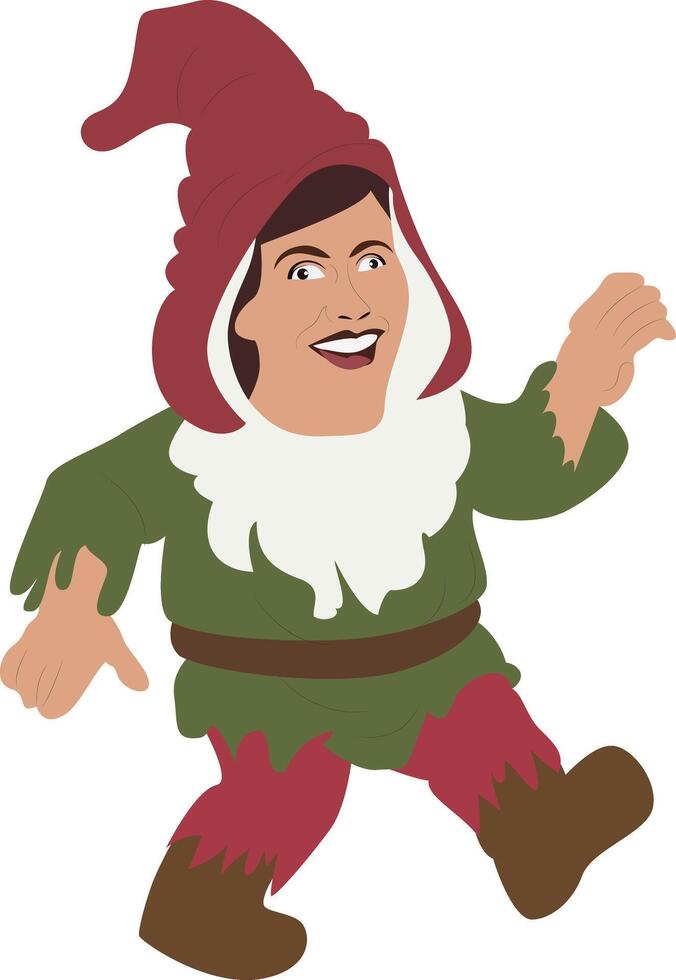 Halloween, Cartoon Gnome Man Walking Illustration Halloween, vector
