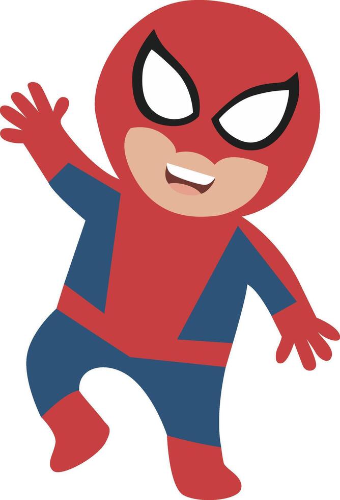 Halloween, Cartoon Spider-Man Waving Happy Child Halloween, vector