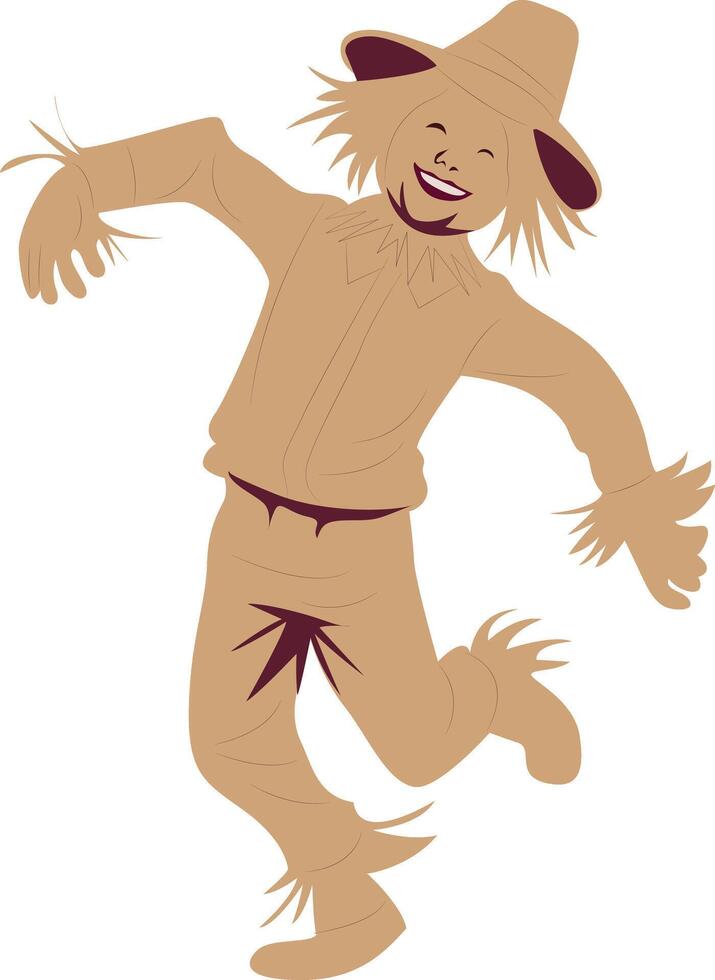 Halloween, Happy Scarecrow Cartoon Dancing Joyfully Halloween, vector