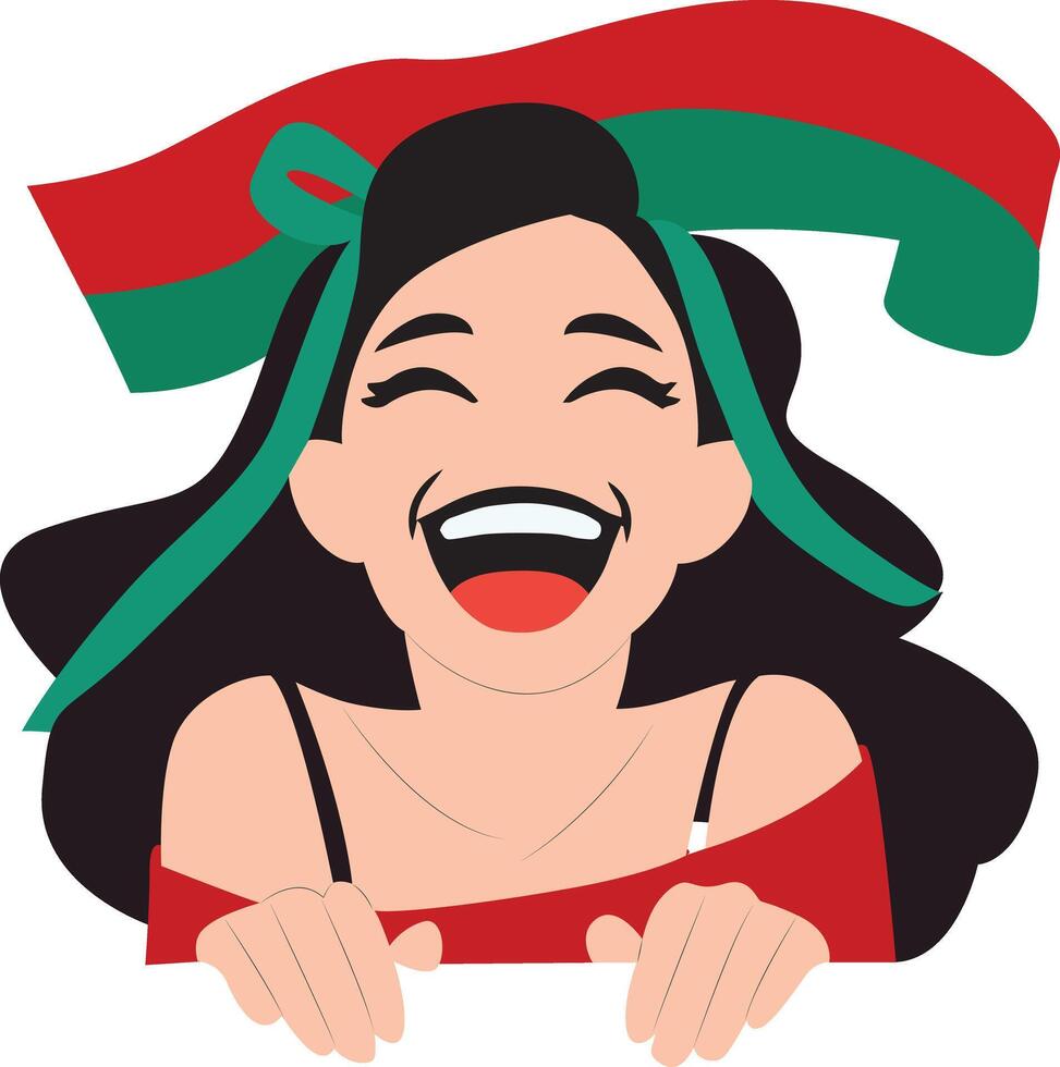 Happy Woman Red Green Ribbon Bow, happy Belarus Independence Day vector