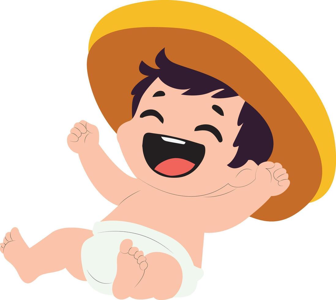 Happy Baby Boy Large Hat Smiling, happy Fiesta de la Virgen del Carmen vector