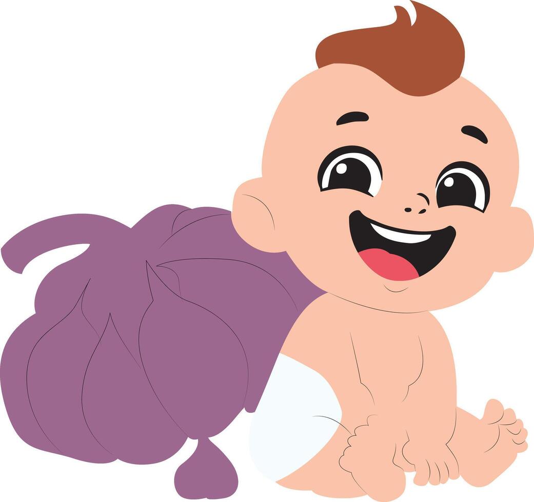 Happy Baby with Purple Onion Cartoon, happy Gilroy Garlic Festival vector