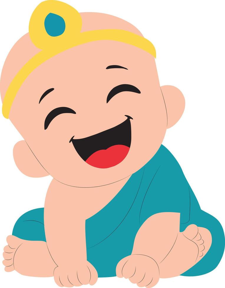 Happy Baby Boy Cartoon Illustration, happy Asalha Puja Day vector
