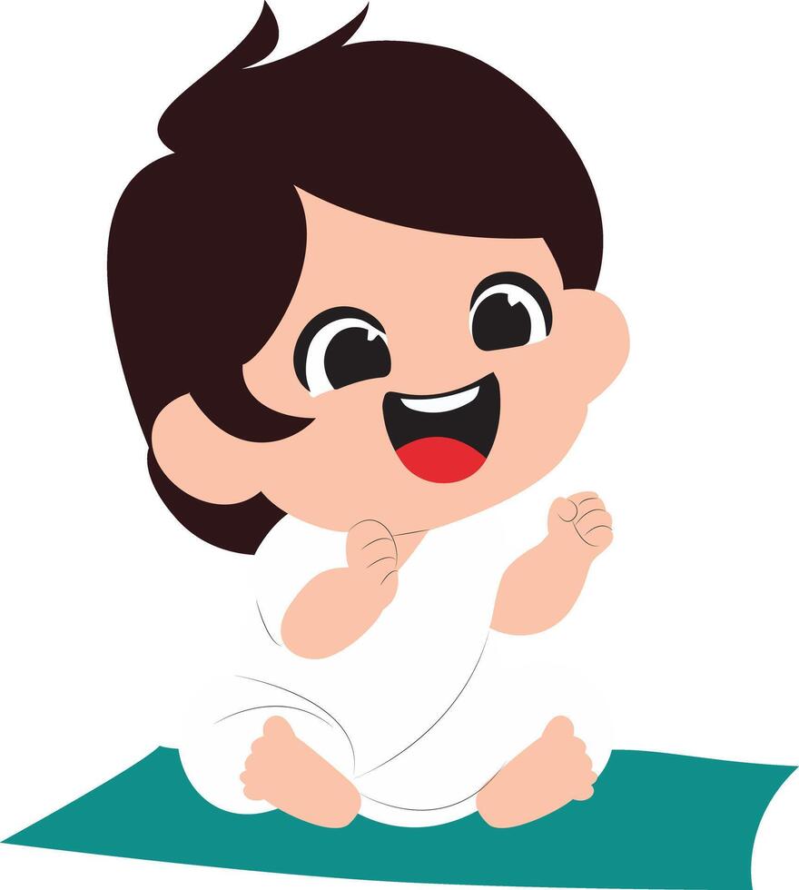 Happy Baby Ihram Hajj Pilgrimage Cartoon vector