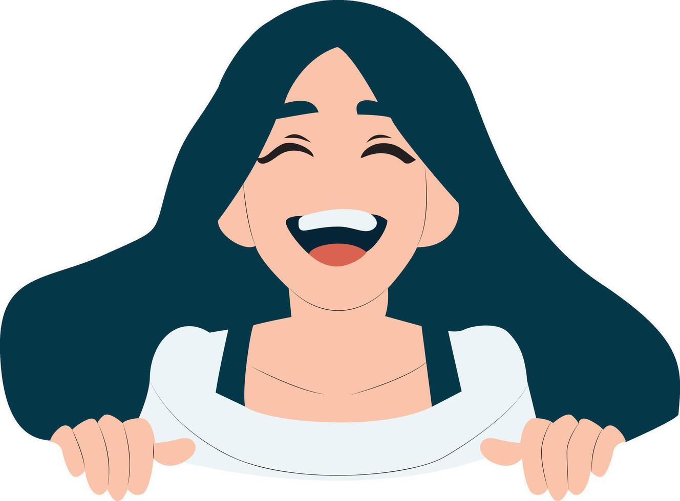 Joyful Woman Peeking Laughs Illustration, happy Argentina Independence Day vector