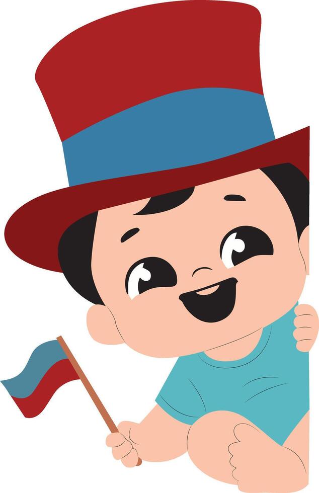 Happy Baby Boy Top Hat Peek vector