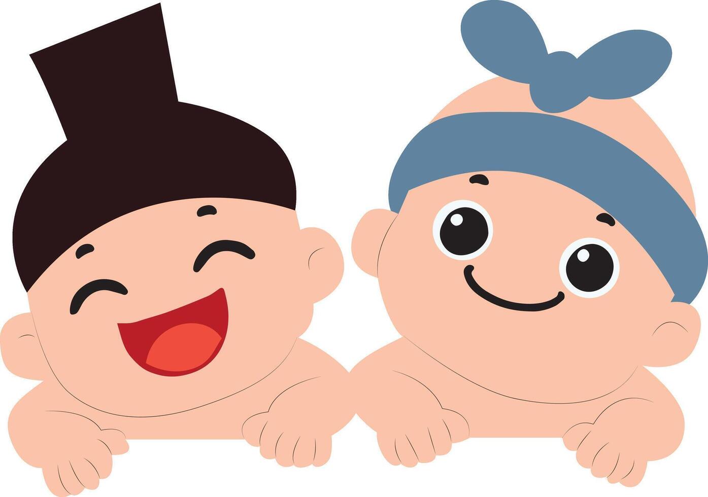 Smiling Asian Boy Straw Hat Peek, happy Gion Matsuri vector