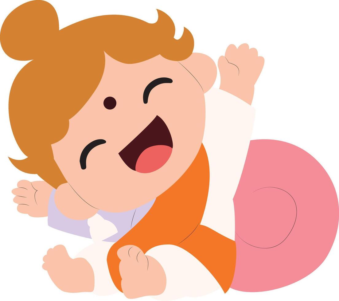 Happy Baby Girl Cartoon Illustration, happy Hemis Festival vector