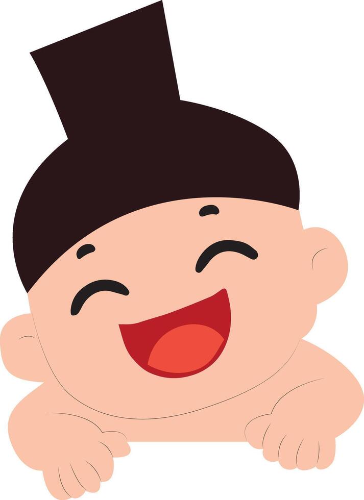 Happy Asian Man Baby Cartoon Illustration, happy Gion Matsuri vector