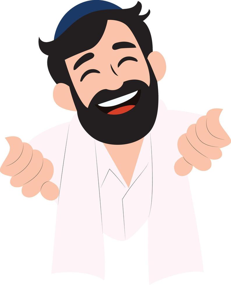 Happy Jewish Man Cartoon Embrace, happy Tisha BAv vector
