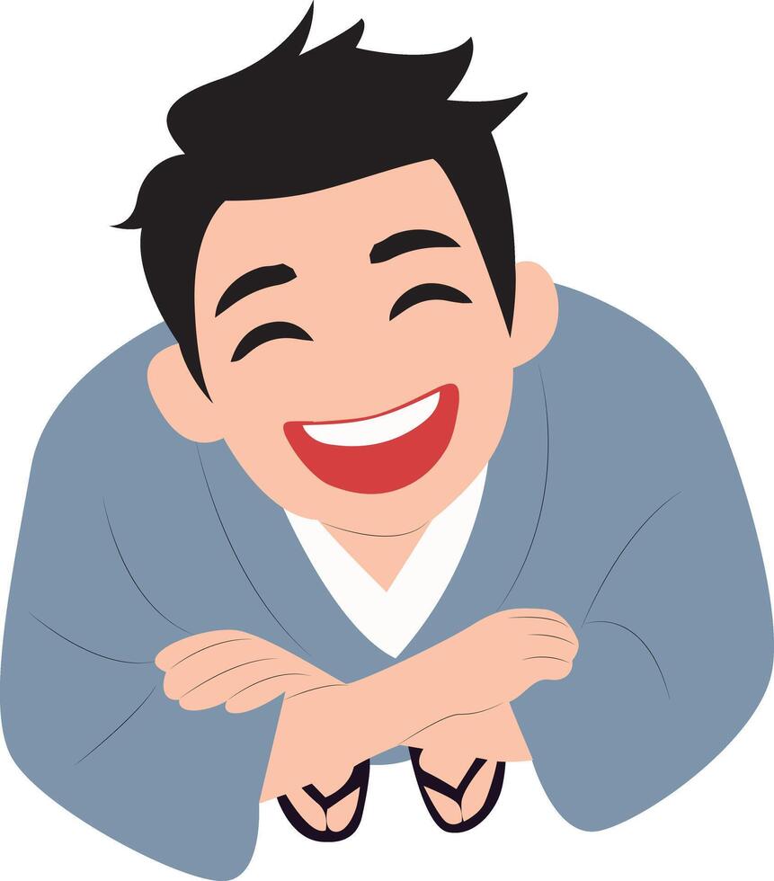 Happy Japanese Man Bowing Illustration, happy Tanabata Festival vector