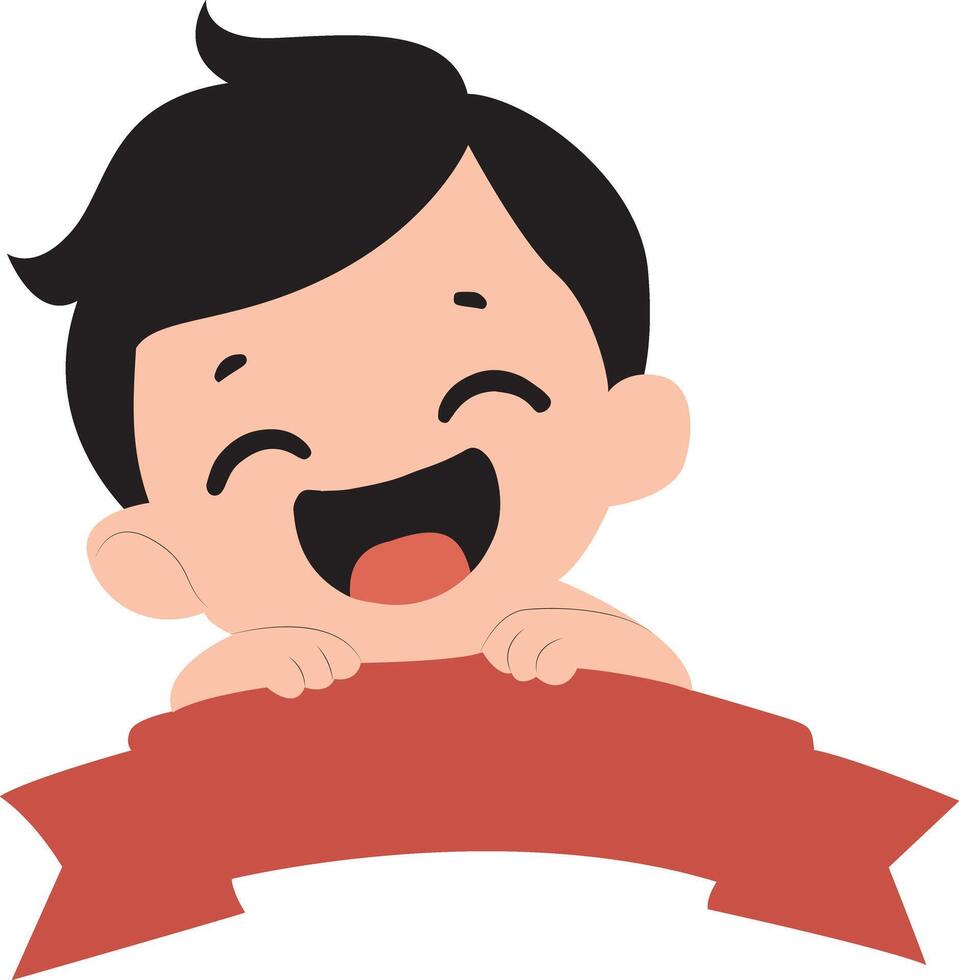 Happy Baby Red Ribbon Banner peeking, happy Parents Day vector