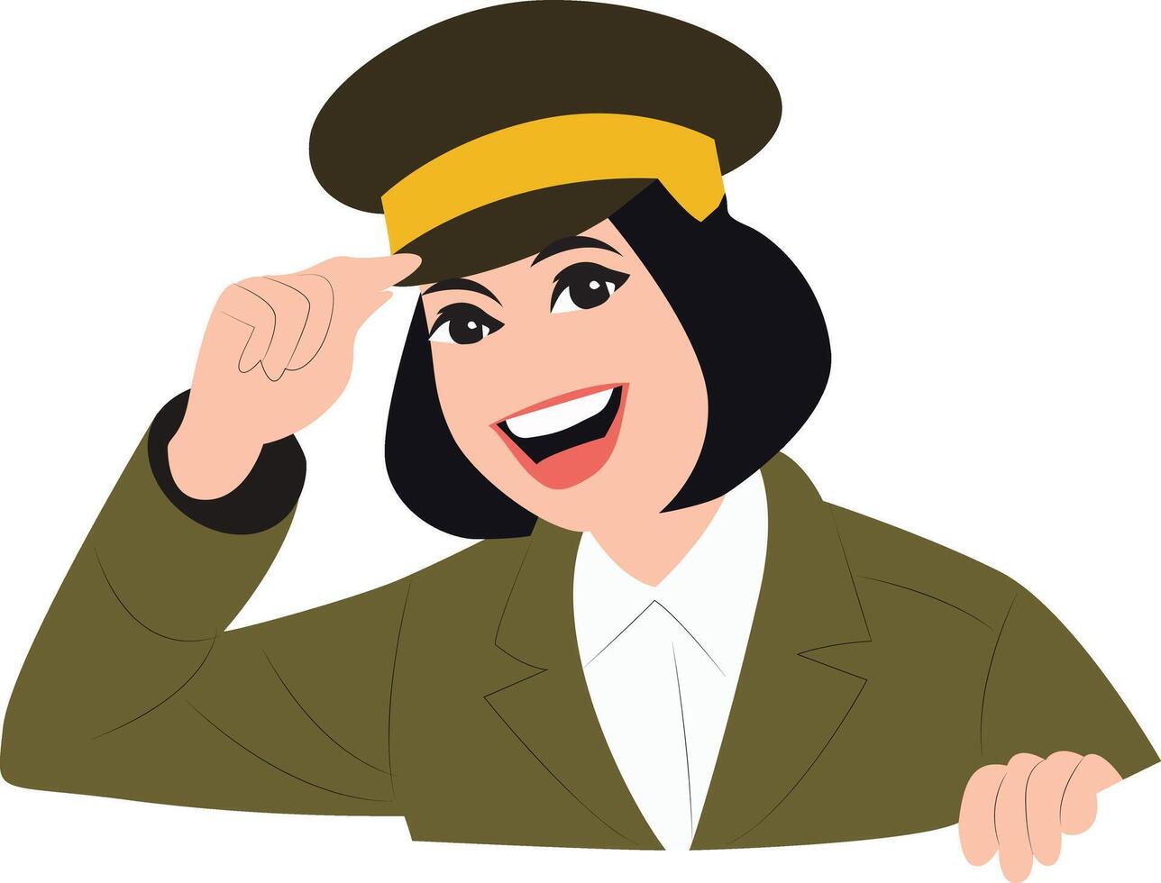 Smiling Female Officer Saluting Illustration, Happy U.S. Army Chaplain Corps Anniversary vector