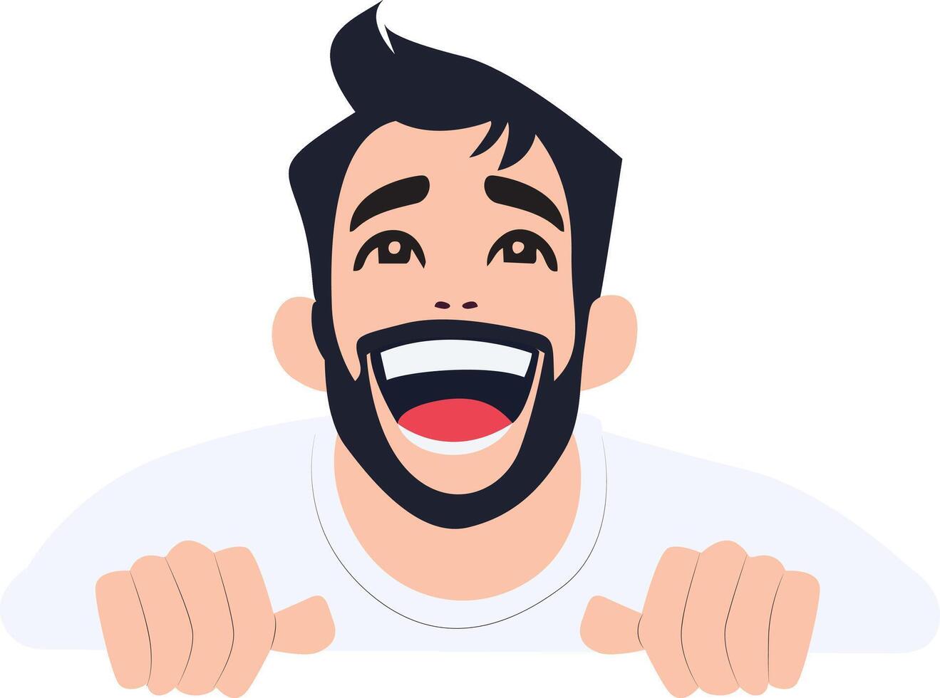 Happy Man Peeking Over White Sign, happy Colombia Independence Day vector