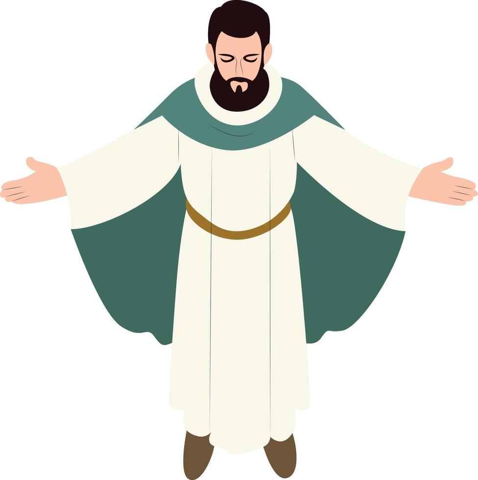 Saint Benedict Praying Open Arms Pose vector