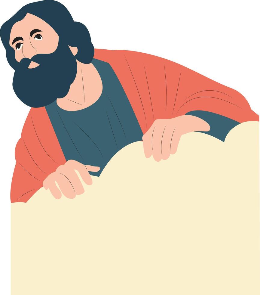 Saint Jerome Peeking Over Wall Sign vector