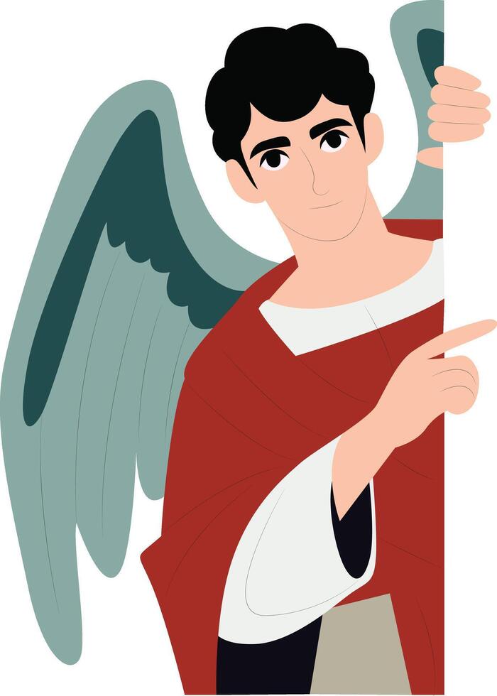 Saint Raphael the Archangel Peeking, Pointing, Guide vector