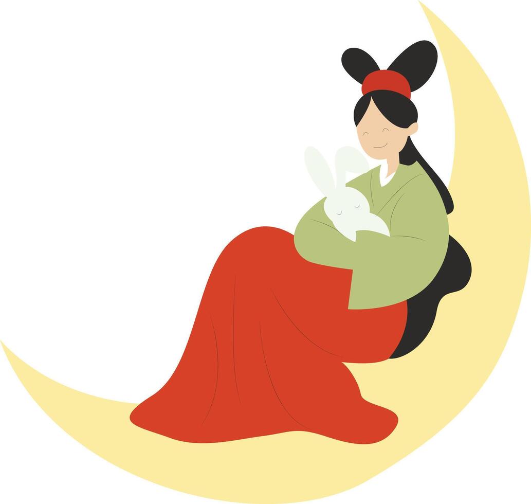Mid Autumn festival, Cute Rabbit Carrying Brown Treats vector