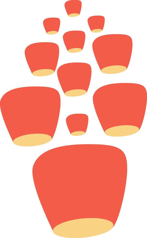 Mid Autumn festival, Red Lanterns Ascending Night Sky vector