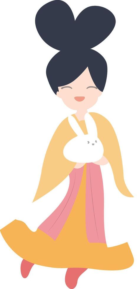 Mid Autumn festival, Chang'e Cartoon Holding White Rabbit vector