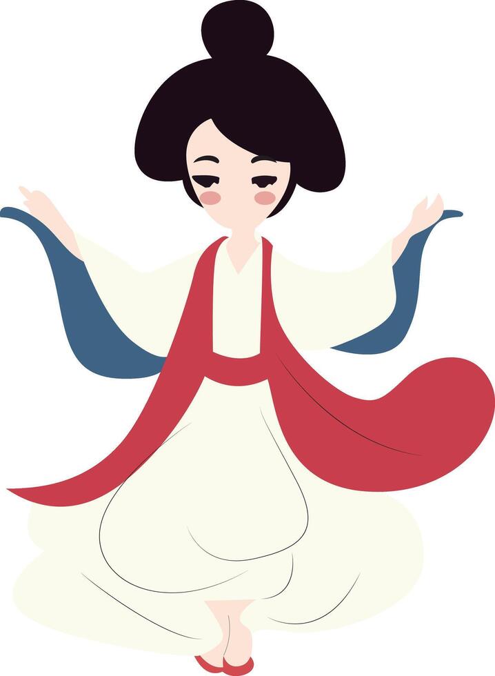 Mid Autumn festival, Asian Woman Elegant Traditional Dress vector